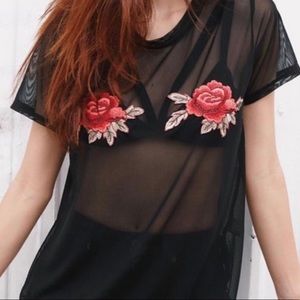 LF EMMA And SAM mesh rose top